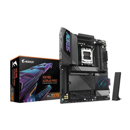GIGABYTE X870E AORUS PRO AMD AM5 LGA 1718 Motherboard, ATX, DDR5, 4X M.2, PCIe 5.0, USB4, WIFI7, 2.5GbE LAN, EZ-Latch