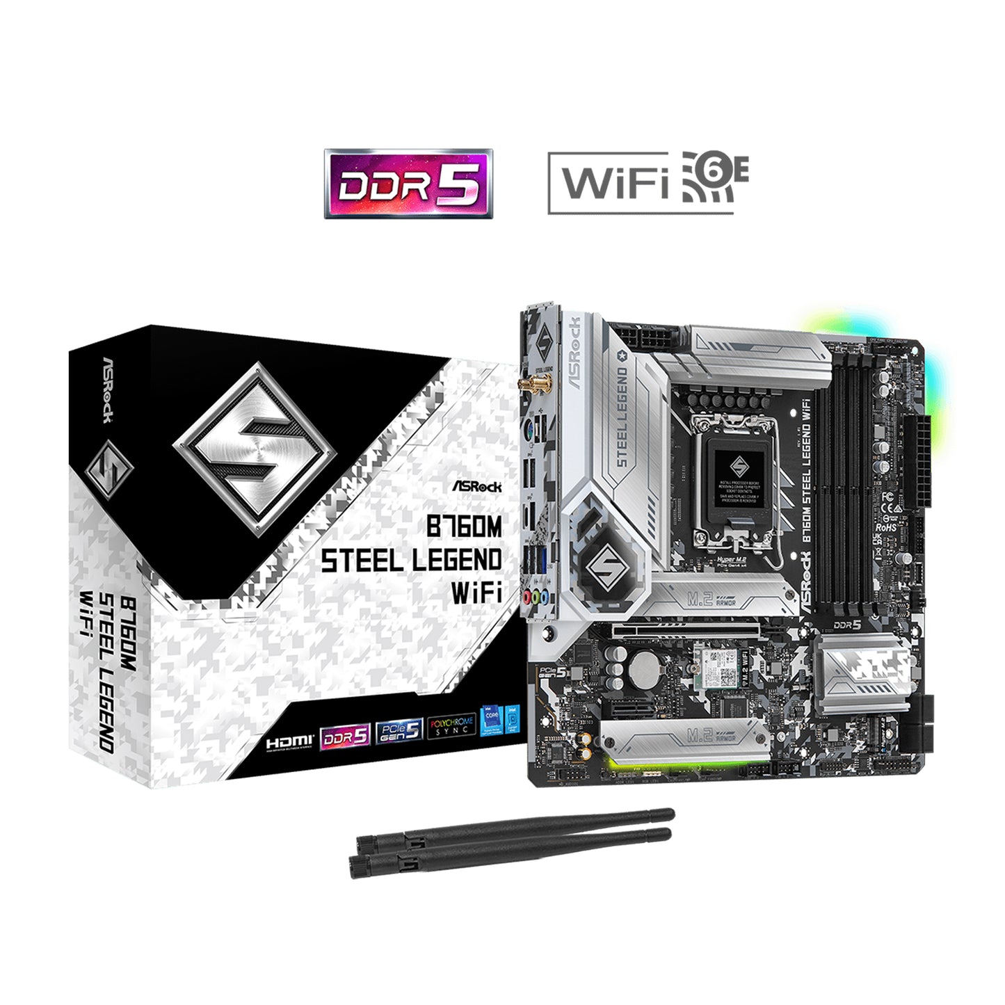 ASRock B760M Steel Legend WiFi LGA 1700 DDR5 Micro ATX Motherboard-GC
