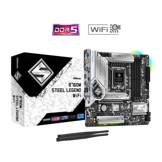 ASRock B760M Steel Legend WiFi LGA 1700 DDR5 Micro ATX Motherboard-GC