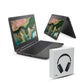 Combo Offer, Lenovo 300e 11.6" 2-in-1 Touchscreen Chromebook (Refurbished) & P9 Wirless  Headset