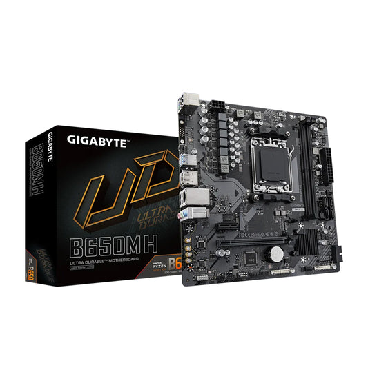 GIGABYTE B650M H AM5 mATX Motherboard, AMD B650 Chipset, 2 x DDR5 DIMM - 128GB Max, Realtek GbE LAN, High Definition Audio, PCIe x16, 1x M.2, HDMI, DP, 4 x USB 2.0