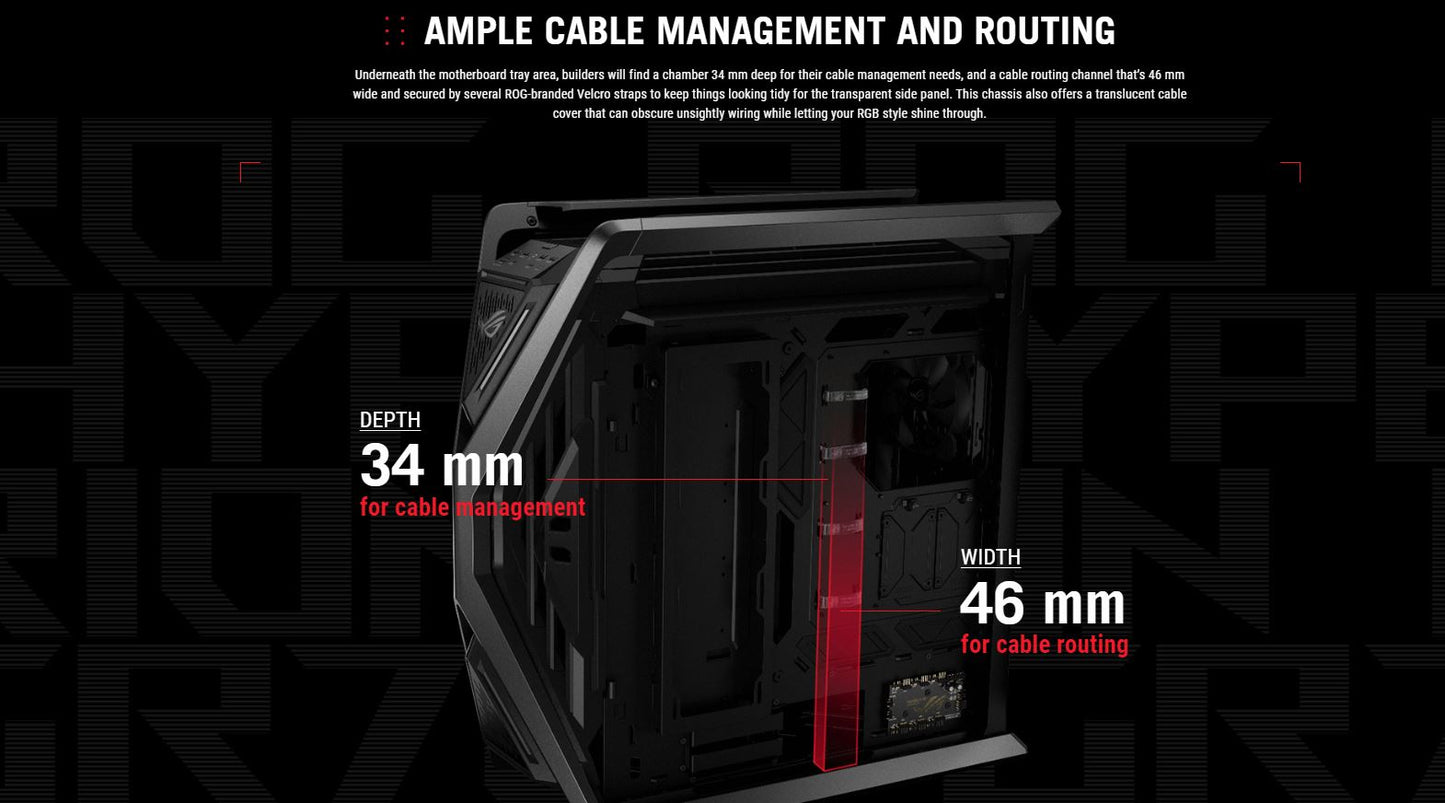 ASUS HYPERION GR701 FULL TOWER E-ATX GAMING CASE, 9 EXPANSION SLOTS, TEMPERED GLASS, UP TO 420MM RADIATOR SUPPORT, 3X 140 MM FANS (FRONT), ARGB AURA SYNC, BLACK | 90DC00F0-B39000