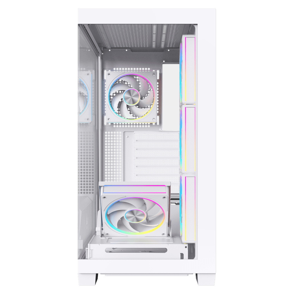 Acegeek Case Nebula Pro ATX Case White with RGB 5 fans -White