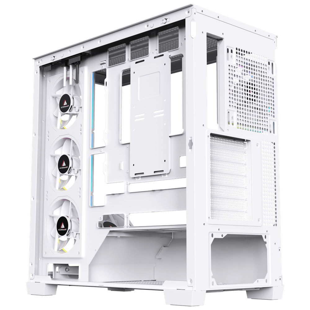 Acegeek Case Nebula Pro ATX Case White with RGB 5 fans -White