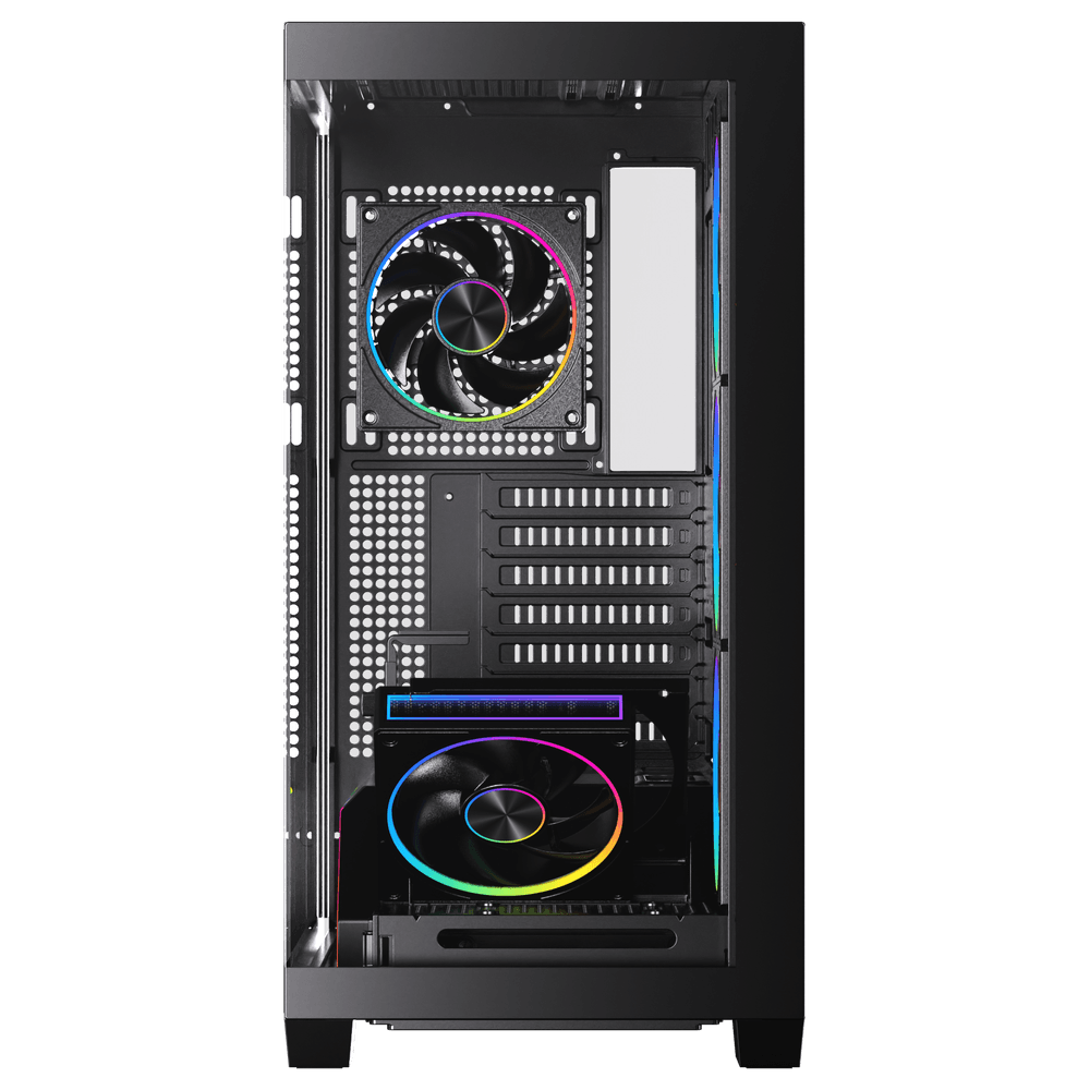 ACEGEEK Nebula Pro Black ATX Mid-Tower Gaming Case, Tempered Glass, 5× Pre-Installed RGB Fans ATX/M-ATX/ITX Motherboard Compatible – AG-NEBULA-PRO-BK