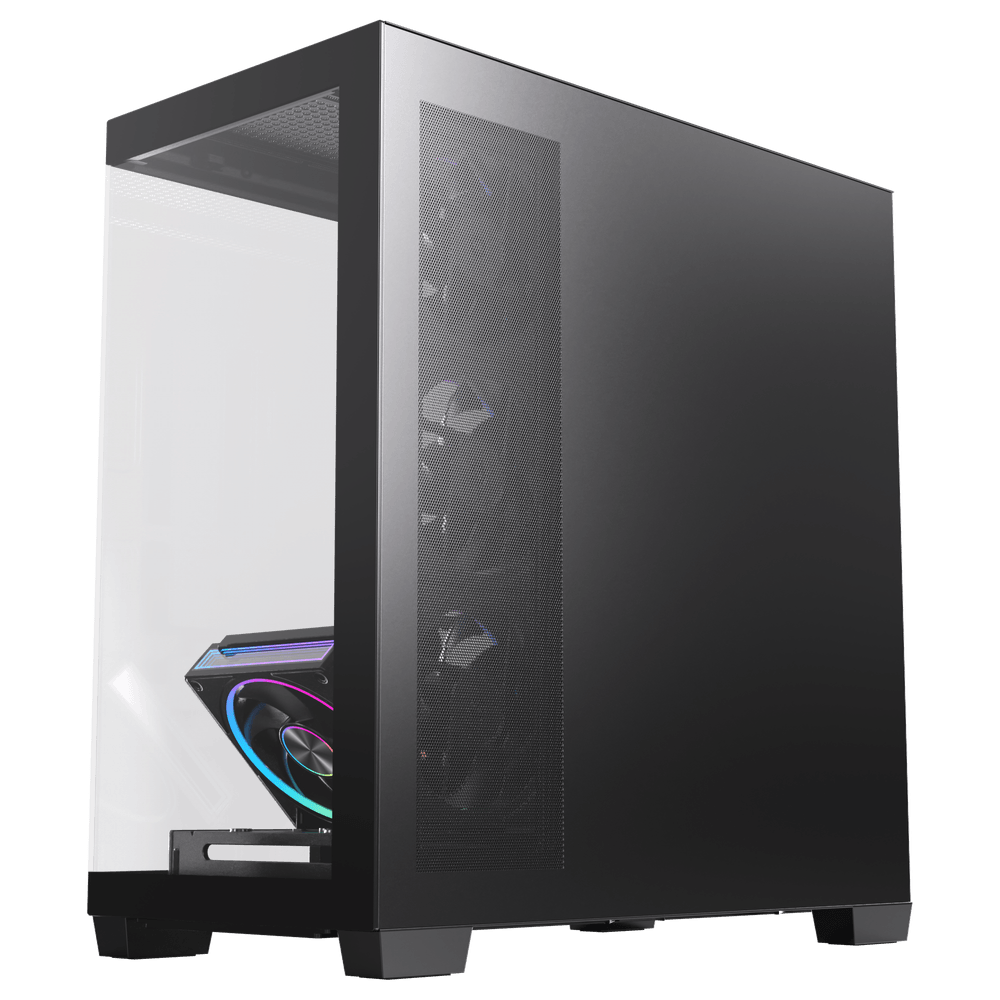 ACEGEEK Nebula Pro Black ATX Mid-Tower Gaming Case, Tempered Glass, 5× Pre-Installed RGB Fans ATX/M-ATX/ITX Motherboard Compatible – AG-NEBULA-PRO-BK
