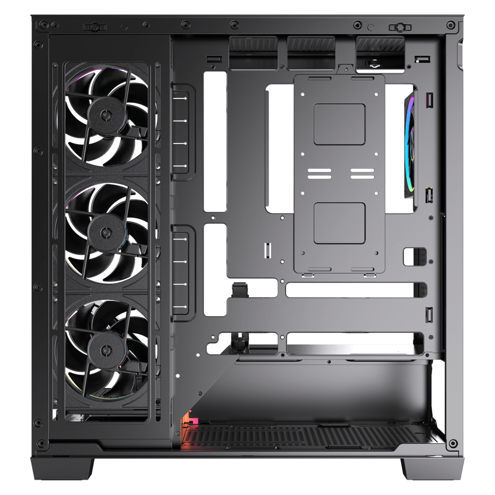 ACEGEEK Nebula Pro Black ATX Mid-Tower Gaming Case, Tempered Glass, 5× Pre-Installed RGB Fans ATX/M-ATX/ITX Motherboard Compatible – AG-NEBULA-PRO-BK