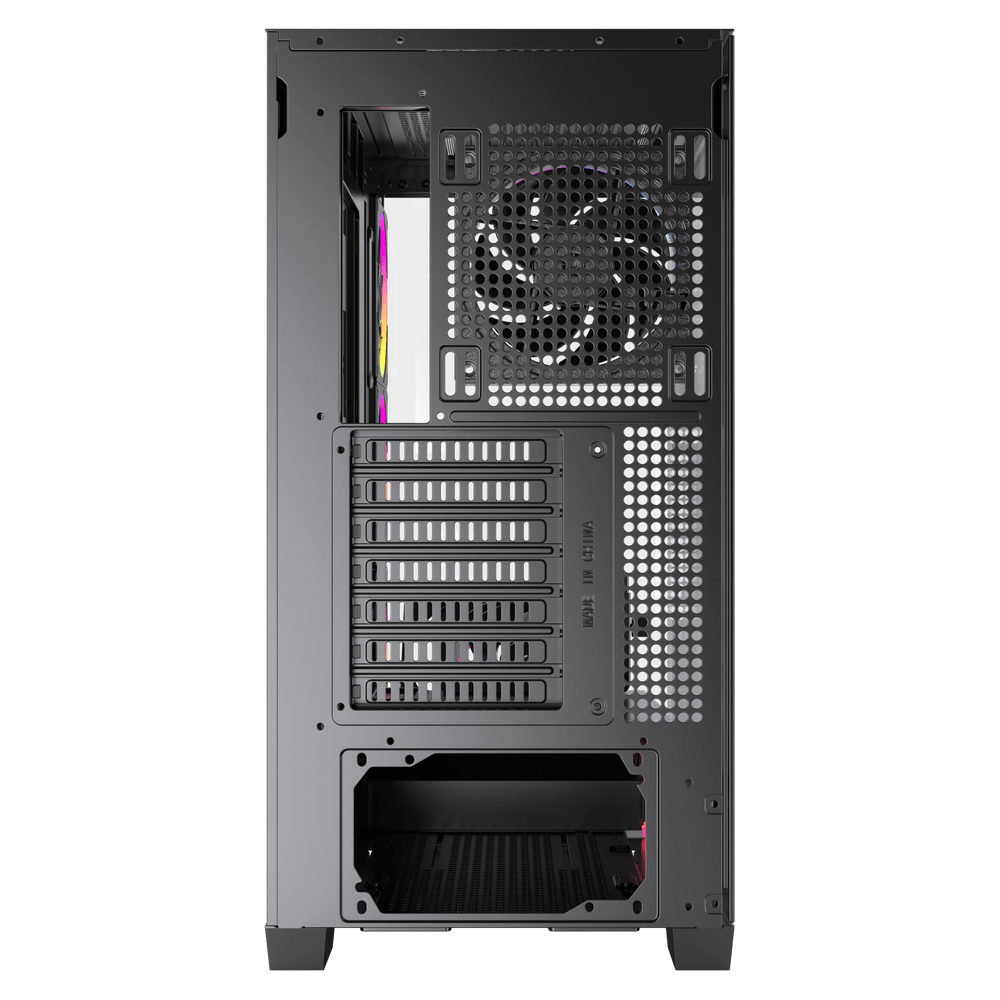 ACEGEEK Nebula Pro Black ATX Mid-Tower Gaming Case, Tempered Glass, 5× Pre-Installed RGB Fans ATX/M-ATX/ITX Motherboard Compatible – AG-NEBULA-PRO-BK