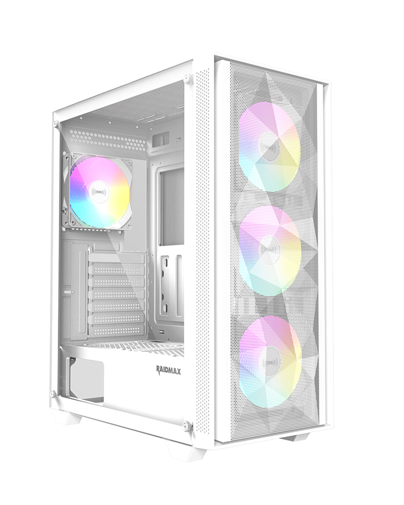 RAIDMAX V217 Mesh Gaming Case with 4 ARGB Fans –White