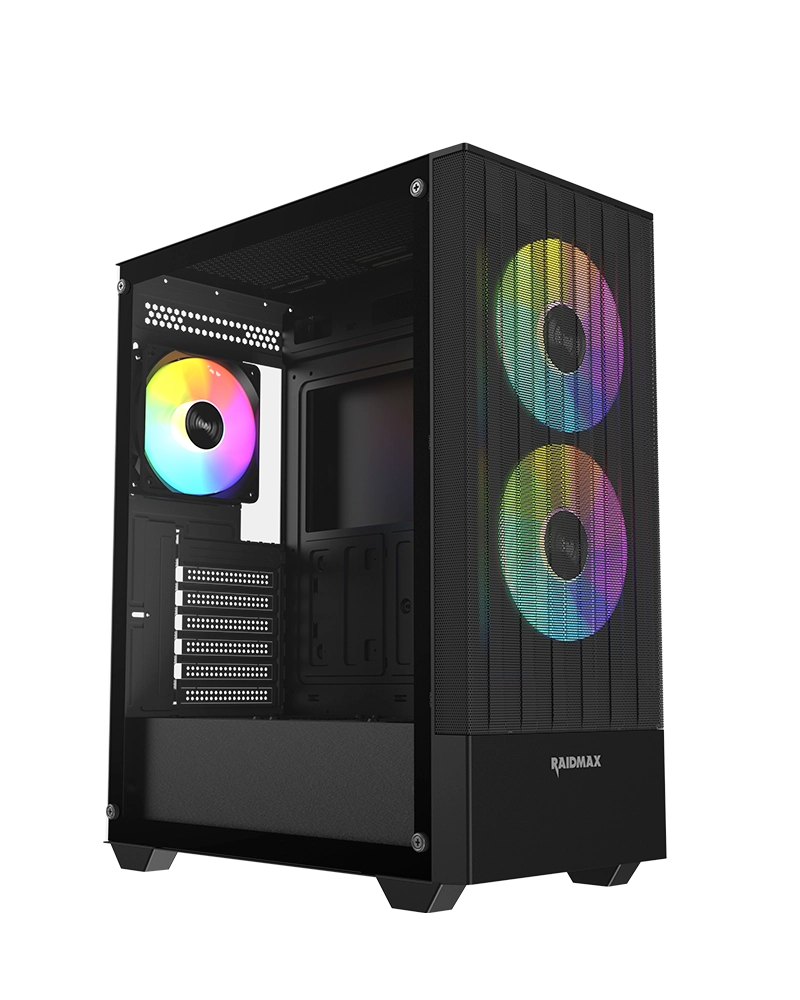 RAIDMAX V218 Mid Tower PC Case – ARGB Gaming Case with Mesh Front-Black