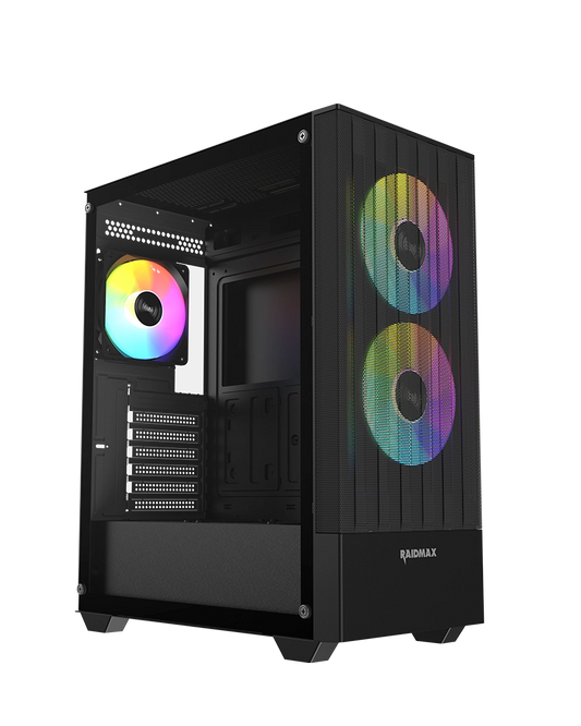 RAIDMAX V218 Mid Tower PC Case – ARGB Gaming Case with Mesh Front-Black