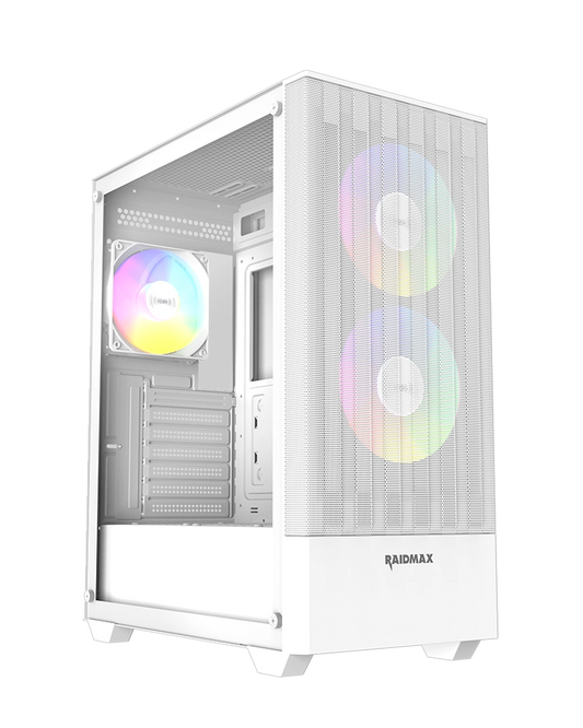 RAIDMAX V218 Mid Tower PC Case – ARGB Gaming Case with Mesh Front-White