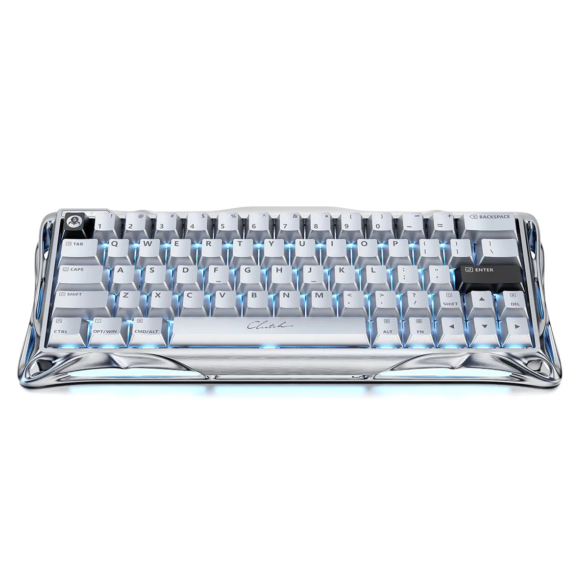 GravaStar Mercury V60 Pro Deluxe Edition, Aluminum Magnetic Gaming Keyboard 8kHz Polling & Dual Keycap Gift Set, Chrome Silver | V60 Pro Deluxe