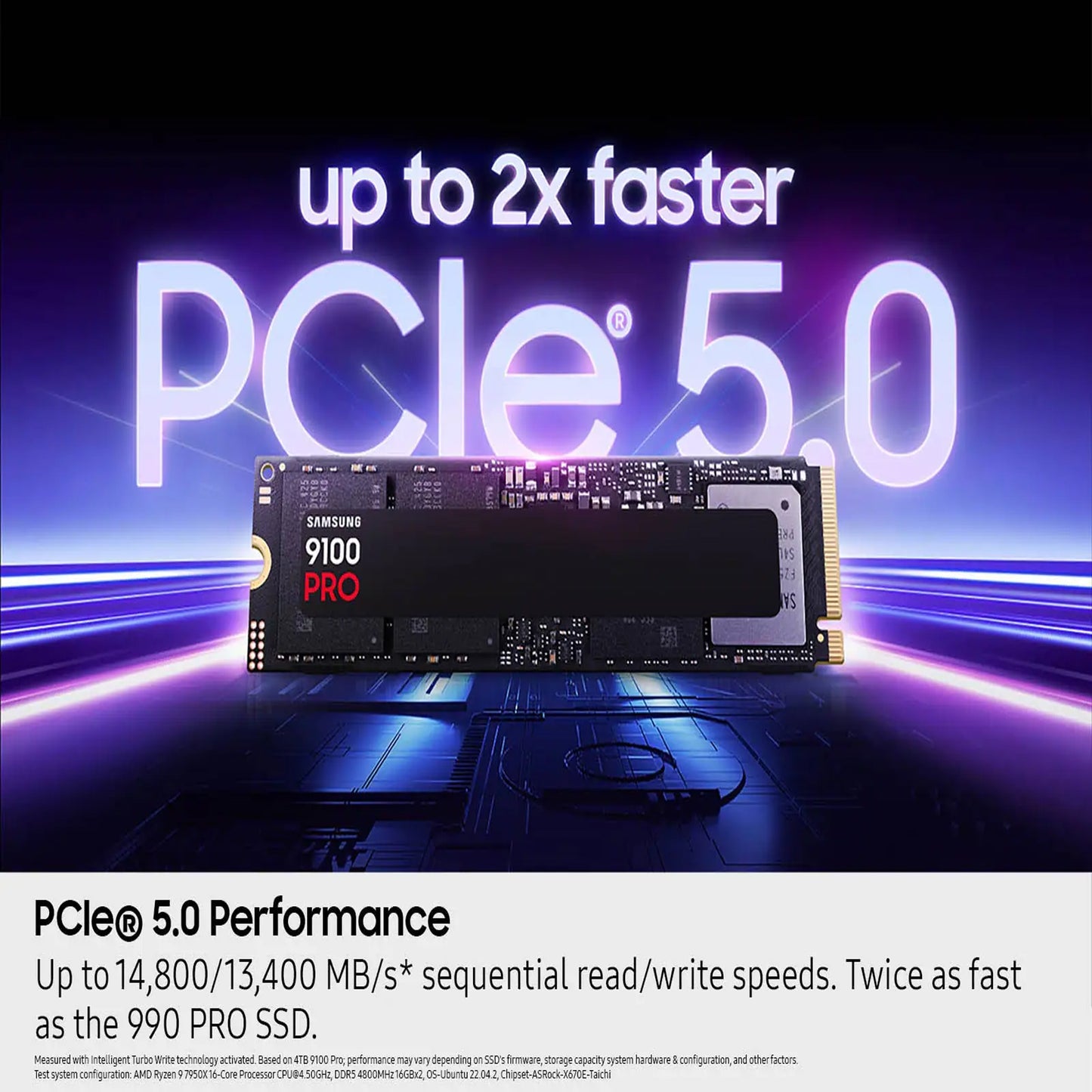 Samsung SSD 9100 PRO 1TB, PCIe 5.0x4 M.2 2280, Seq. Read Speeds Up to 14,800MB/s-MZ VAP1T0B/AM