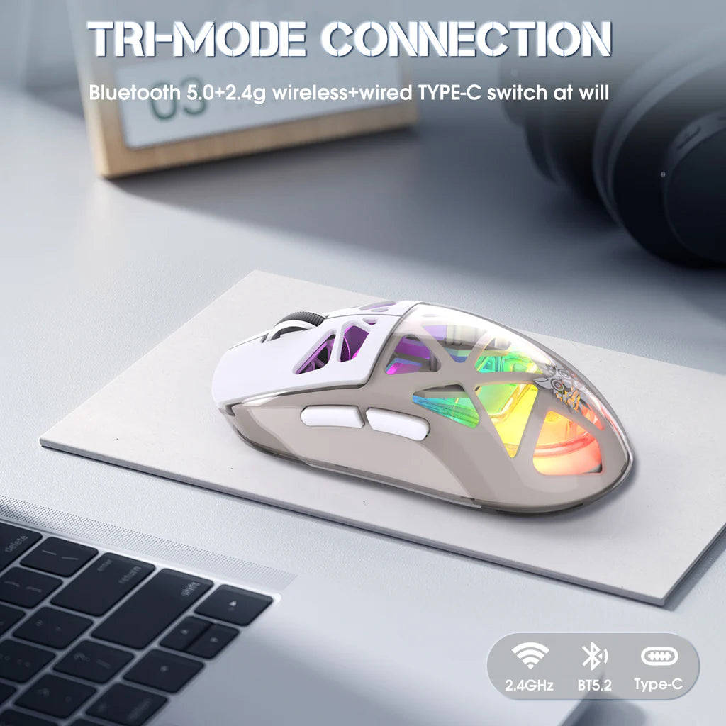 ONIKUMA CW930 Tri-Mode Wireless Gaming Mouse with RGB Lighting & 500mAH Battery