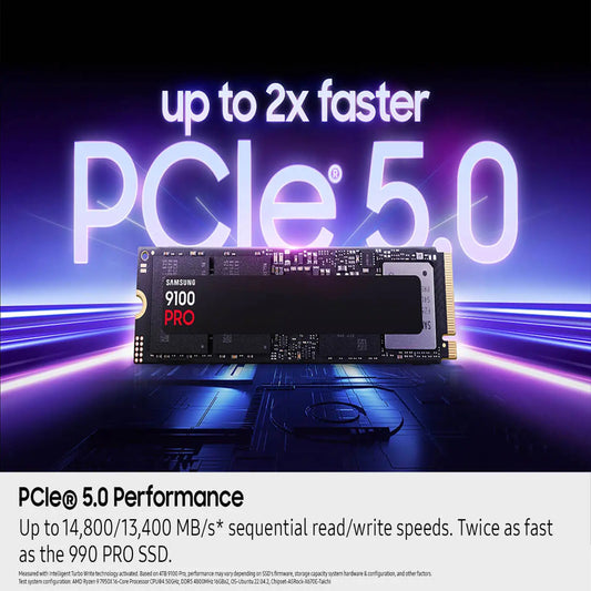 Samsung 9100 PRO 2TB PCIe 5.0 NVMe M.2 SSD PCIe 5.0x4 M.2 2280, Seq. Read Speeds Up to 14,800MB/s, Best for AI Computing, Gaming, and Heavy Duty Workstations (MZ VAP2T0B/AM)