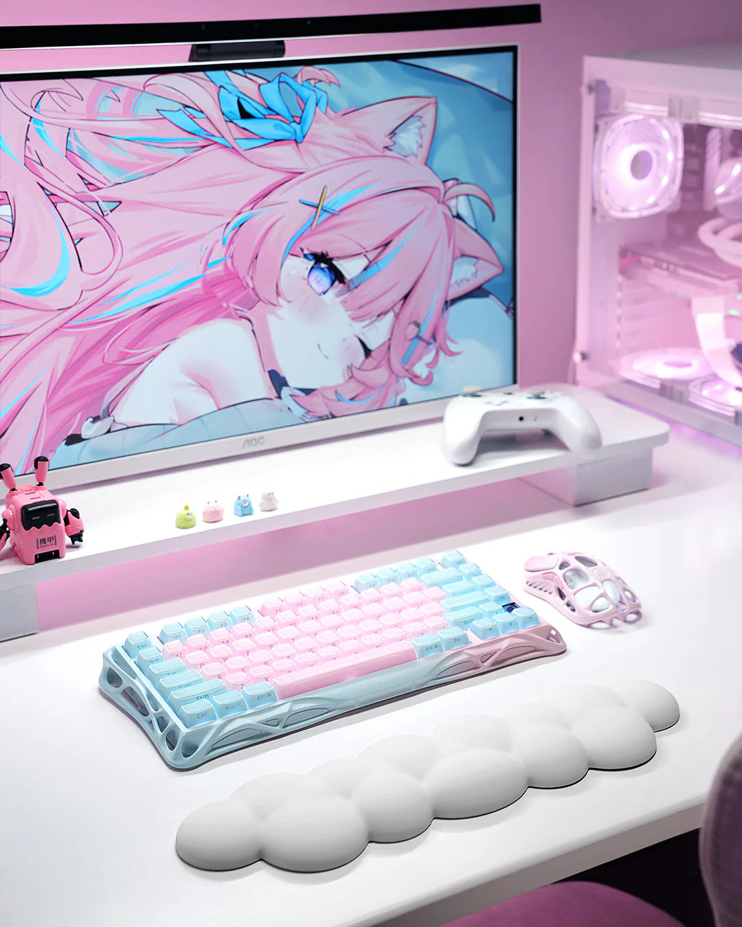 GravaStar K1 Lite 75% Wireless Mechanical Gaming Keyboard, Lumen Rose, Tri-Mode Connectivity, Hot-Swappable, RGB, Lumen Rose | K1 Lite