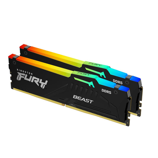 Kingston Fury Beast RGB 32GB 6000MT/s DDR5 CL40 DIMM Desktop Memory (Kit of 2) Single Module,Intel XMP 3.0-GC