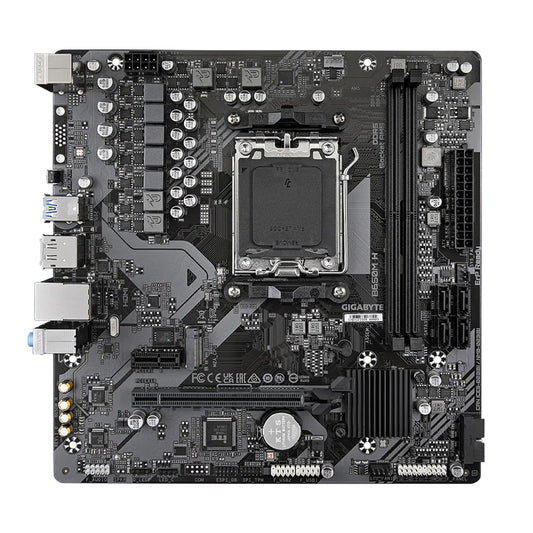 GIGABYTE B650M H AM5 mATX Motherboard, AMD B650 Chipset, 2 x DDR5 DIMM - 128GB Max, Realtek GbE LAN, High Definition Audio, PCIe x16, 1x M.2, HDMI, DP, 4 x USB 2.0