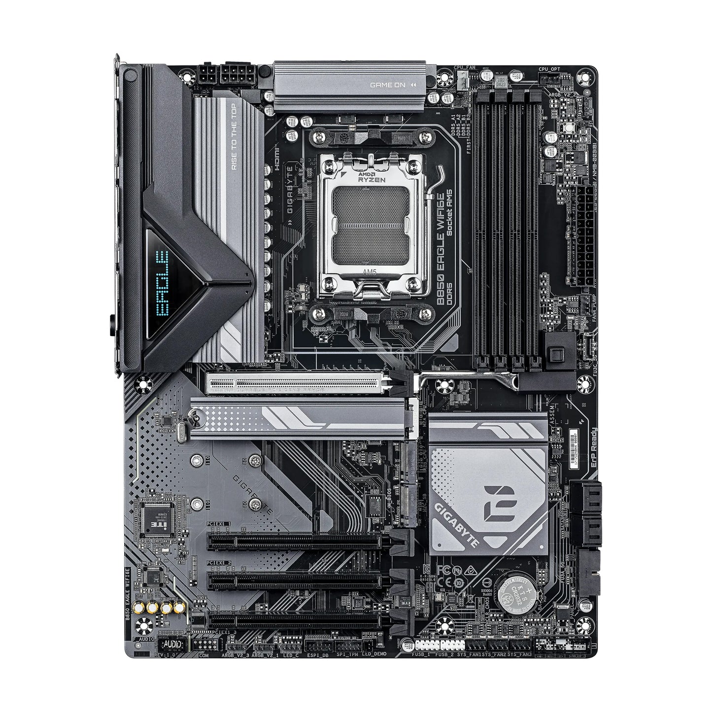 GIGABYTE B850 Eagle WIFI6E AM5 ATX Motherboard, AMD B850 Chipset, 4x DDR5 DIMM Slots, Up to 256GB Max Memory, 1x PCIe 5.0 x16, 3x M.2 Slots, WiFi & BT Connectivity, Black