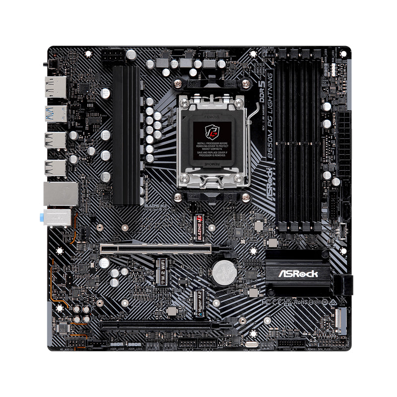 ASRock B650M PG Lightning AMD Socket AM5 Ryzen 9000,8000,7000 Series Processors DDR5 7200MHz (OC) HDMI DisplayPort B650 Micro ATX Motherboard BIOS Flashback SATA3 6.0 Gbs.