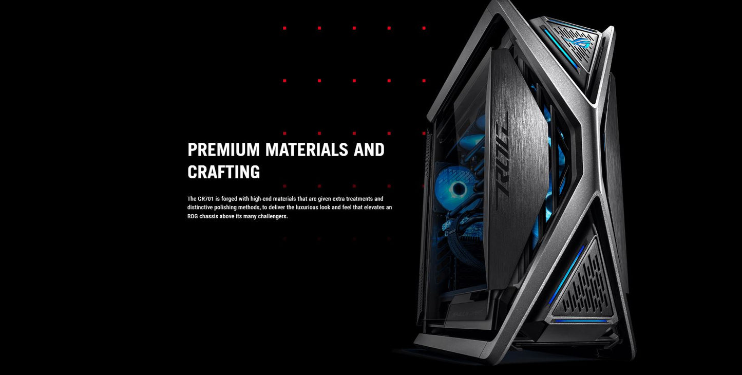 ASUS HYPERION GR701 FULL TOWER E-ATX GAMING CASE, 9 EXPANSION SLOTS, TEMPERED GLASS, UP TO 420MM RADIATOR SUPPORT, 3X 140 MM FANS (FRONT), ARGB AURA SYNC, BLACK | 90DC00F0-B39000