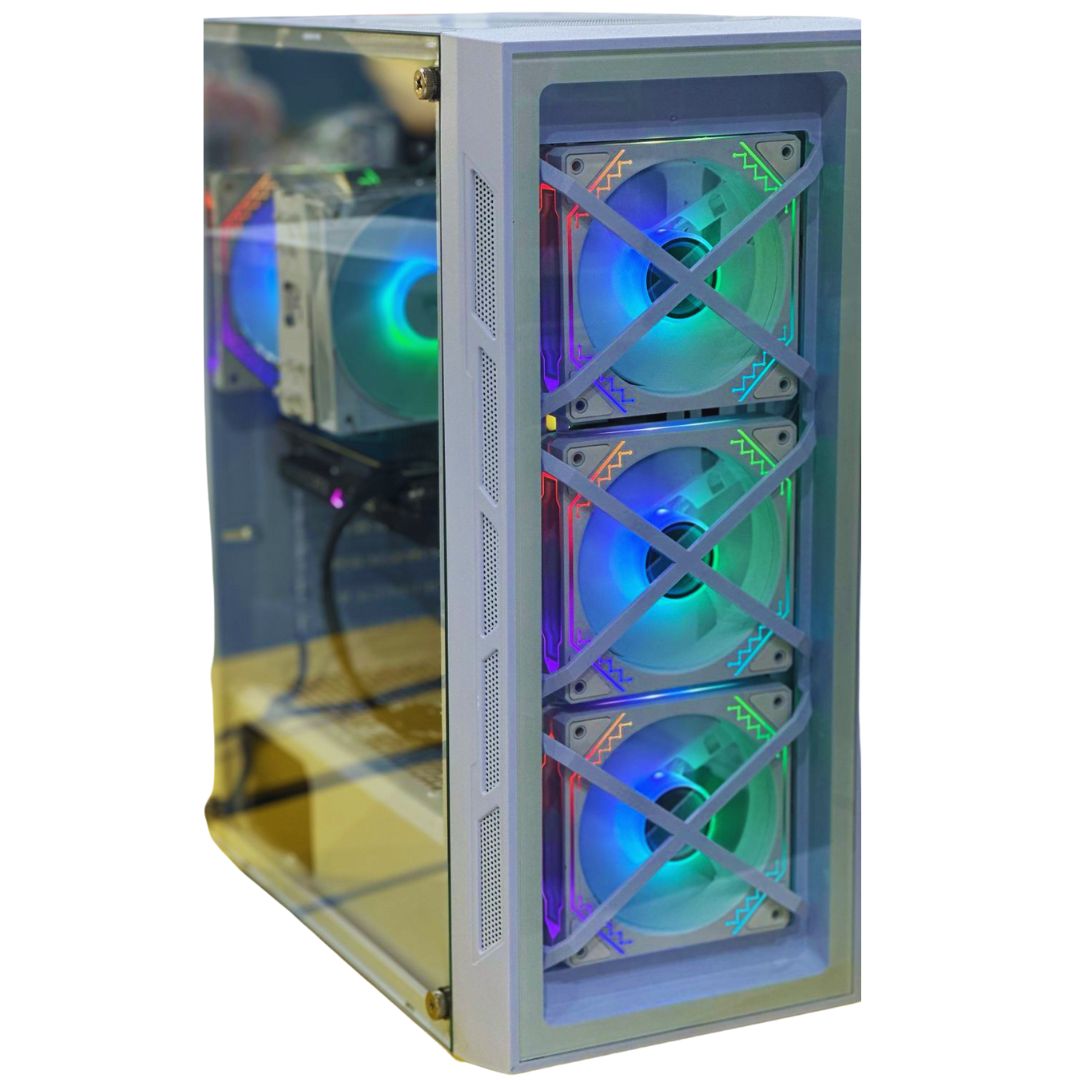 WJCoolman TRIO 4DF UNI FANS RGB Mid Tower Gaming PC Case White