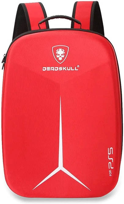 DeadSkull PS5 Carrying Backpack, Polyester & EPE Material, Canvas Shell, Dacron Lining, Shockproof, Dustproof, Red