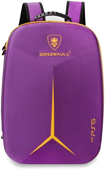 DeadSkull PS5 Carrying Backpack, Polyester & EPE Material, Canvas Shell, Dacron Lining, Shockproof, Dustproof, Purple
