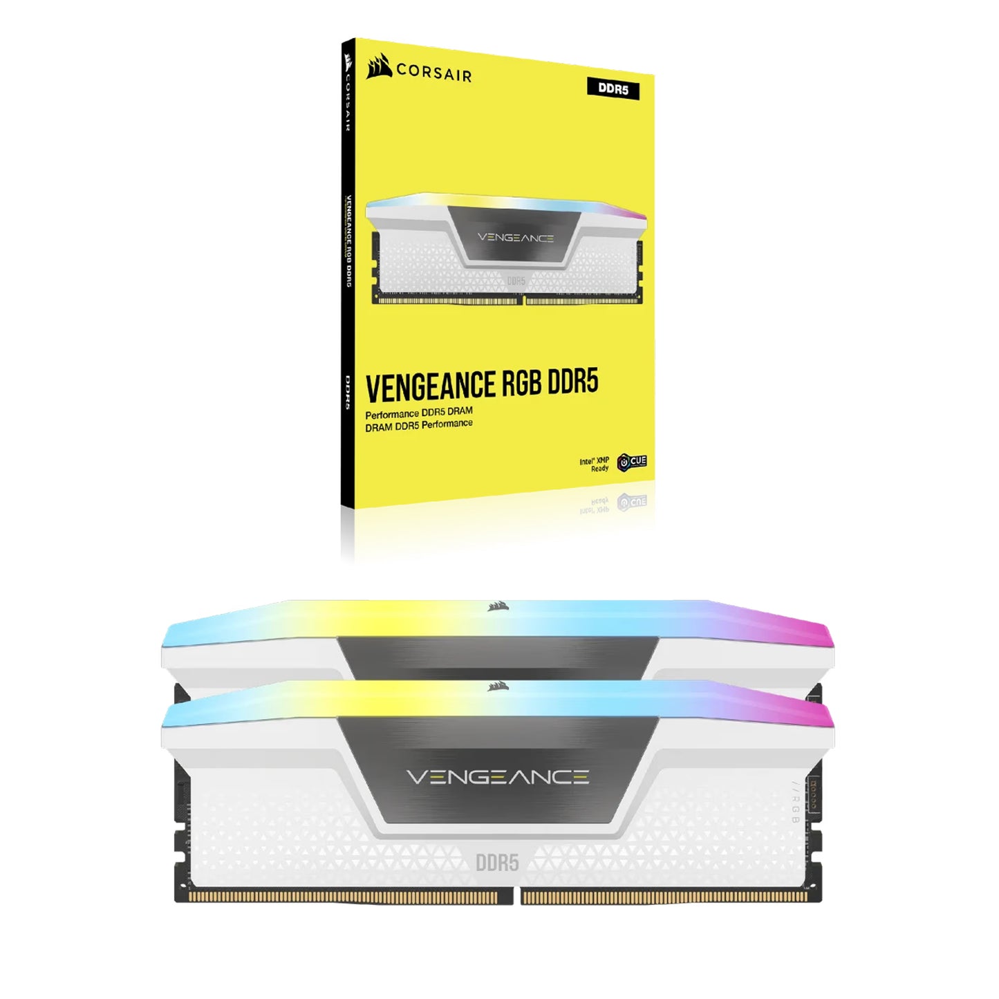 Corsair VENGEANCE RGB 32GB (2x16GB) CL36-48-48-104 1.35V, DDR5 DRAM 6400MT/s,Intel XMP 3.0, White | MH32GX5M2B6400C36W