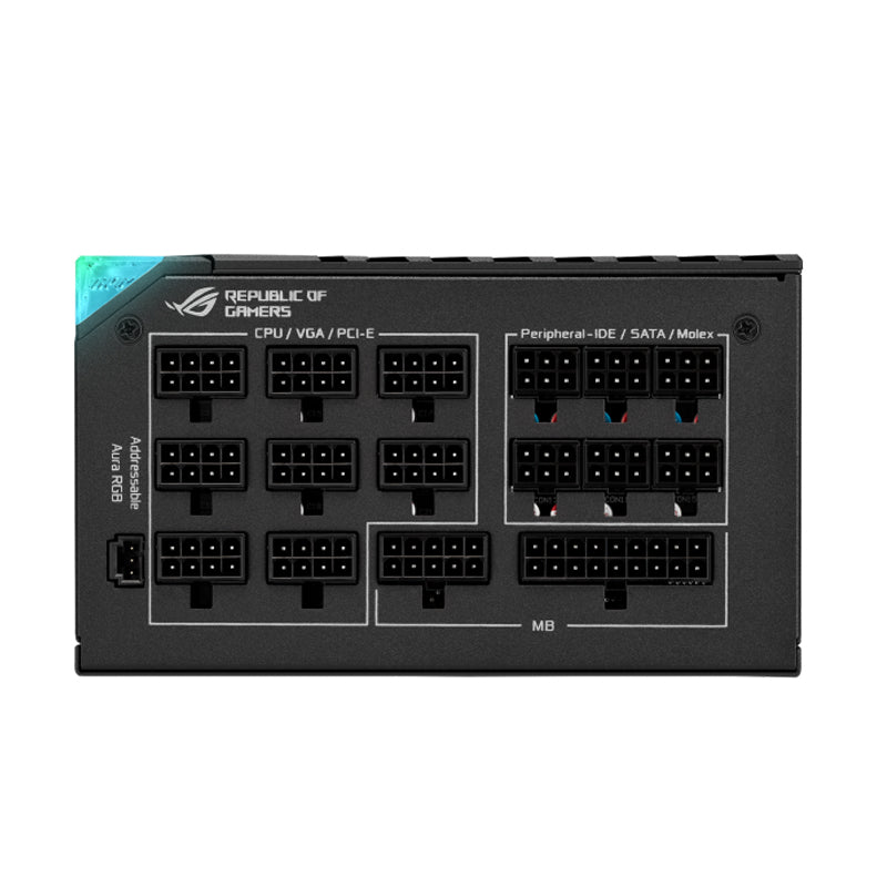 Asus Rog Thor 1200W Platinum II ATX Power Supply Unit, 80Plus Platinum Efficiency, ARGB Aura Sync, 100-240Vac AC Input Range, 1200W Total Output.