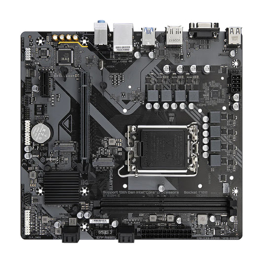 GIGABYTE B760M E DDR5 LGA1700 Micro ATX PC Case, Intel B760 Chipset, 2 x DDR5 DIMM / Up to 92GB Support, PCIe 4.0, 4* M.2, Realtek GbE LAN, HDMI / D-Sub / DP, USB-C