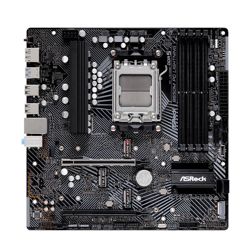 ASRock B650M PG Lightning AMD Socket AM5 Ryzen 9000,8000,7000 Series Processors DDR5 7200MHz (OC) HDMI DisplayPort B650 Micro ATX Motherboard BIOS Flashback SATA3 6.0 Gbs.