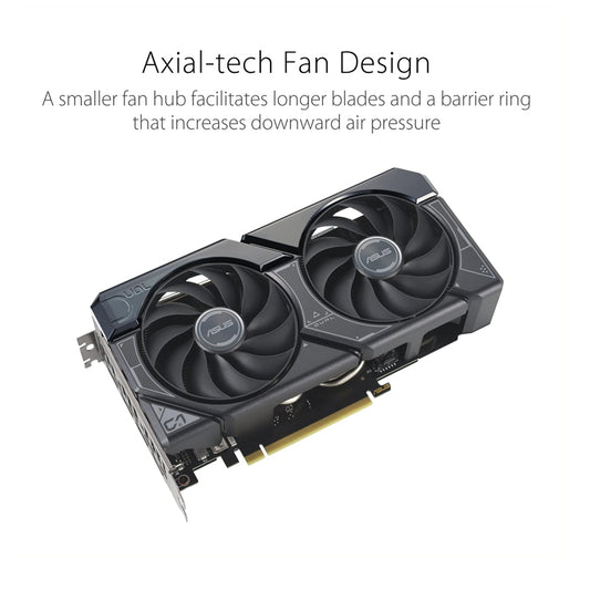 ASUS Dual GeForce RTX™ 4060 Ti OC Edition 8GB GDDR6, PCIe 4.0, 8GB GDDR6, DLSS 3, HDMI 2.1, DisplayPort 1.4a, Axial-tech Fan Design Graphics Card-Black-90YV0J49-M0NA00