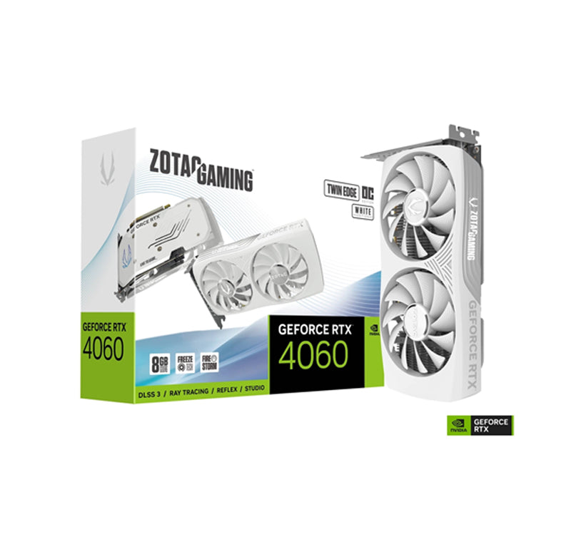 ZOTAC Gaming GeForce RTX 4060 8GB Twin Edge OC White Edition DLSS 3 8GB GDDR6 128-bit 17 Gbps PCIE 4.0 Compact Gaming Graphics Card, ZT-D40600Q-10M