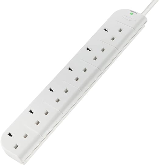 Belkin E-Series 6 Socket, 1-Metre SurgeStrip, Surge Protector, Power Extension Cord