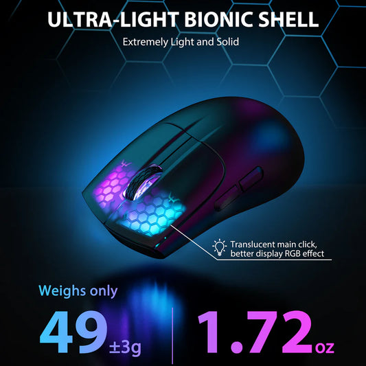 ATTACK SHARK X5 Ultra-Lightweight Wireless Black Gaming Mouse,  49g, Tri-Mode (2.4GHz/BT/Wired) Games Corner 