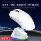 ATTACK SHARK X11 Lightweight Wireless Gaming Mouse with RGB Charging Dock,Tri-Mode-2.4G/USB-C Wired/BT,22K DPI,PAW3311 Optical Sensor,HUYU Switch, 5 programmable Buttons for PC,Mac-White