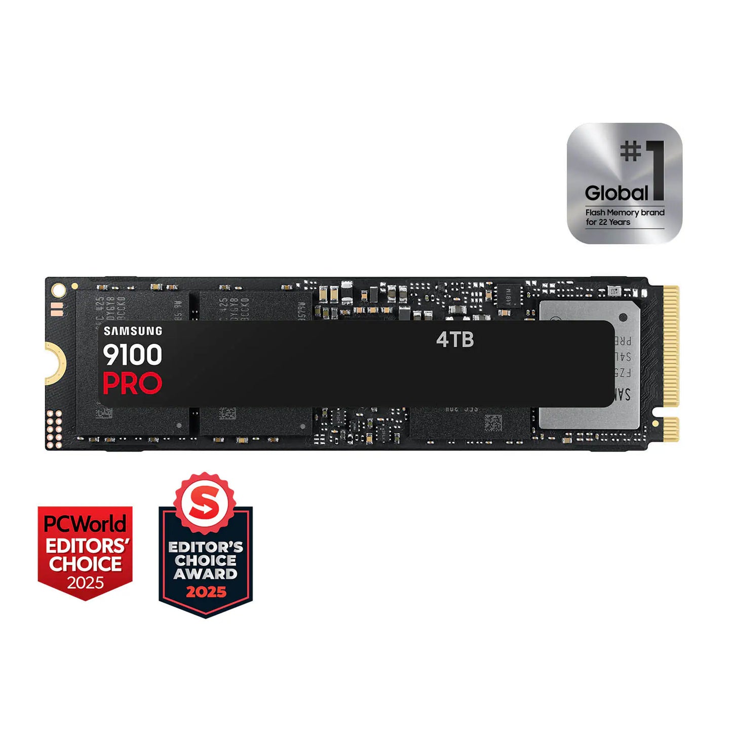 SAMSUNG 9100 PRO PCIe 5.0 NVMe M.2 Internal SSD, 4TB Capacity, V-NAND TLC Type, Up to 14,800 MB/s Sequential Read & Up to 13,400 MB/s Sequential Write, TRIM & SMART Support | MZ-VAP4T0BW