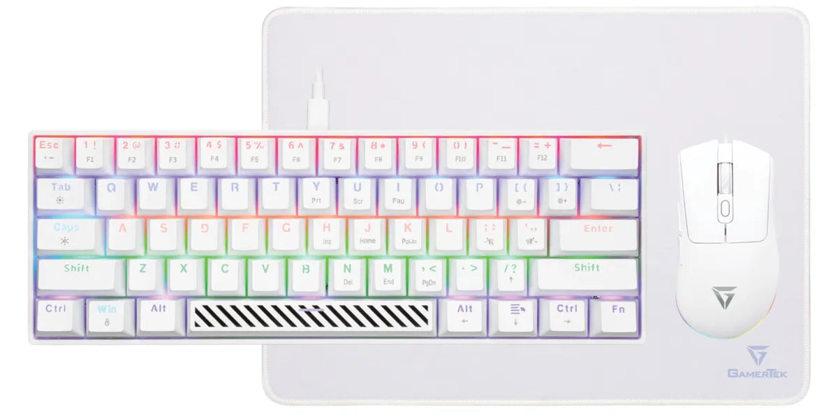 GamerTek Alpha Pack 3-in-1 Gaming Bundle White - Mechanical Keyboard, Gaming Mouse & Mouse Pad