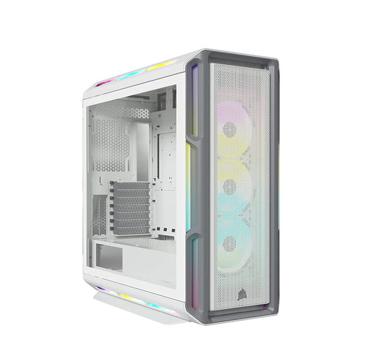CORSAIR ICUE 5000T RGB MID-TOWER ATX PC CASE-208 INDIVIDUALLY ADDRESSABLE RGB LEDS-FITS MULTIPLE 360MM RADIATORS-EASY CABLE MANAGEMENT-3 INCLUDED CORSAIR LL120 RGB FANS- WHITE