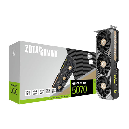 ZOTAC Gaming GeForce RTX 5070 Solid OC DLSS 4 12GB GDDR7 192-bit 28 Gbps PCIE 5.0 Gaming Graphics Card, IceStorm 2.0 Cooling, Spectra RGB Lighting, ZT-B50700J-10P