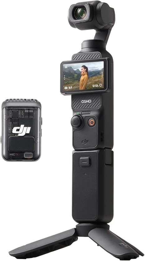 DJI Osmo Pocket 3 Creator Combo, Vlogging Camera with 1'' CMOS, 4K/120fps Video, 3-Axis Stabilization, Face/Object Tracking, Fast Focusing, Mic Included for Clear Sound, Digital Camera for Photography