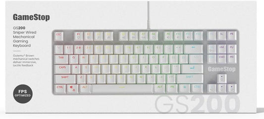 GameStop GS200 RGB Gaming Mechanical Keyboard - Outemu Brown Switches - 1000Hz Polling Rate - FPS Sniper (White)