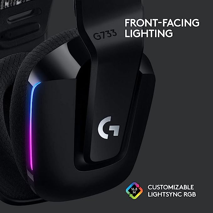 Logitech G G733 Lightspeed Wireless Gaming Headset With Suspension Headband, Lightsync Rgb, Blue Vo!Ce Mic Technology And Pro-G Audio Drivers - Black, Unisize