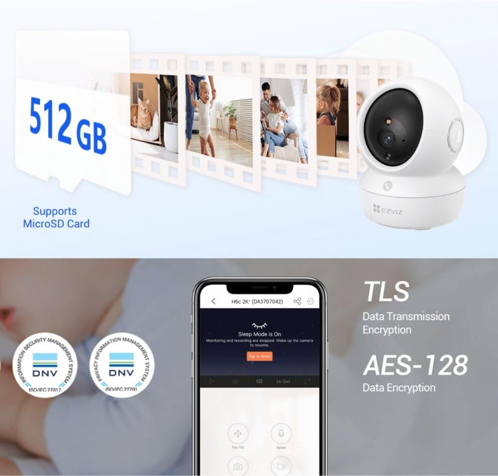 EZVIZ H6c Pro 2K Smart Home Security Camera with AI Detection & Night Vision
