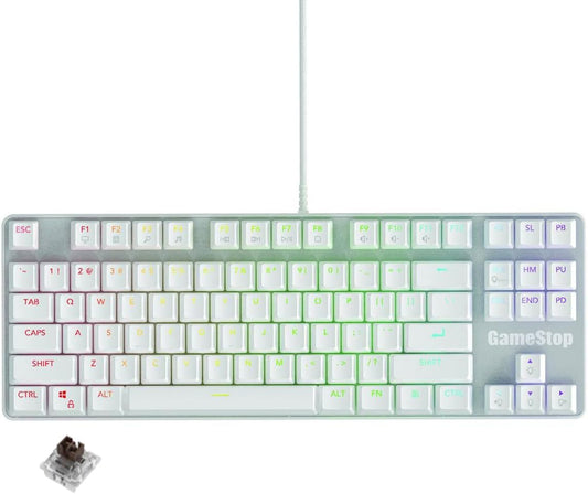 GameStop GS200 RGB Gaming Mechanical Keyboard - Outemu Brown Switches - 1000Hz Polling Rate - FPS Sniper (White)