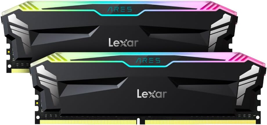 Lexar 16GB (2x8GB) ARES RGB DDR4 RAM 3600MT/s CL18 1.35V Desktop Memory, Compatible with Intel XMP 2.0 and AMD Ryzen, Black-GC