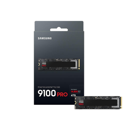 SAMSUNG 9100 PRO PCIe 5.0 NVMe M.2 Internal SSD, 4TB Capacity, V-NAND TLC Type, Up to 14,800 MB/s Sequential Read & Up to 13,400 MB/s Sequential Write, TRIM & SMART Support | MZ-VAP4T0BW