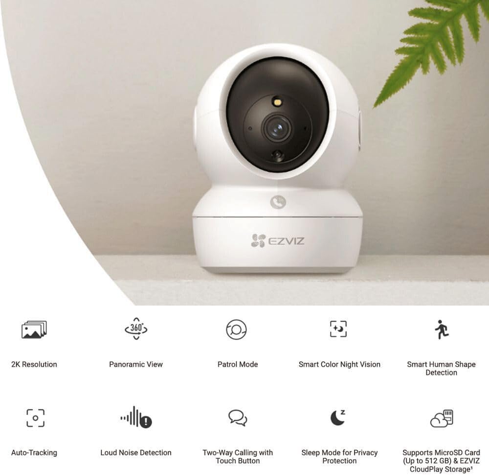 EZVIZ H6c Pro 2K Smart Home Security Camera with AI Detection & Night Vision
